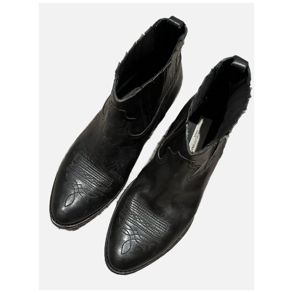 GOLDEN GOOSE Leather Embroidered Accent Western Trend Boots Size: 8 - Picture 2 of 7